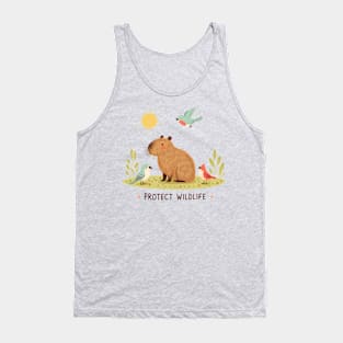 Protect Wildlife - Capybara with birds Tank Top